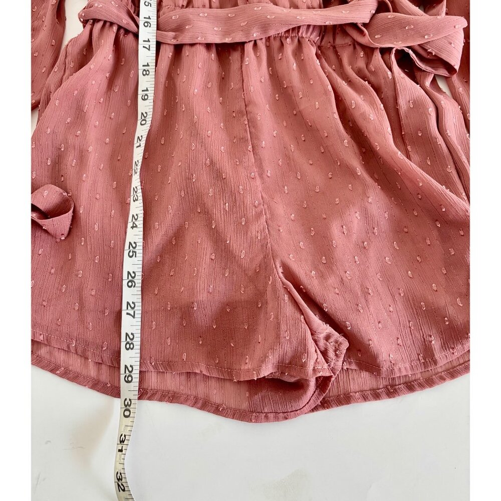 Lulus Romper Small Surplice Wrap Tie Waist Back Cutout Boho Cottagecore Coquette - Picture 6 of 14